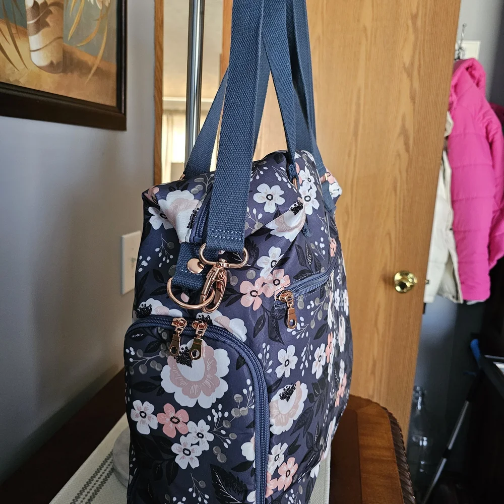 Sarah Wells Floral Breast Pump,Bag For Mothers Who Are Breast Feed Navy and Pink